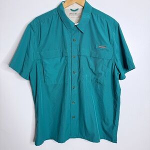 Eddie Bauer Men’s XL Short Sleeve‎ Vented Safari Hunting Fishing Shirt Green